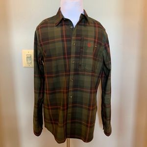 Fjallraven Fjallglim Shirt Mens Large Green Red Plaid